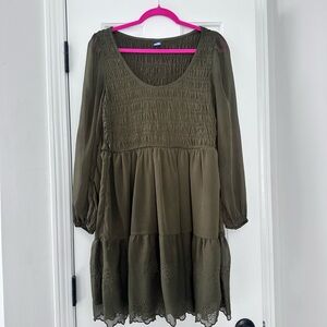 Olive Green Long Sleeve Dress